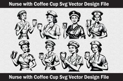 Nurse with coffee cup svg Silhouette Svg file Product Image 1