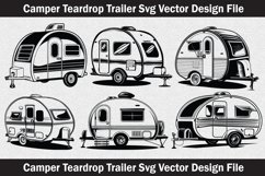 Camper Teardrop Trailer SVG silhouette vector cut file Product Image 1