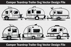 Camper Teardrop Trailer SVG silhouette vector cut file Product Image 2