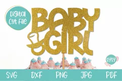 Baby Shower Cake Topper SVG | Baby Girl SVG with pacifier Product Image 1