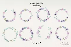Lilac Wreaths Watercolor 8 Flowers Leaves Purple Berries Product Image 3