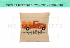 Happy Fall Y'all Pumpkin Farm Red Truck SVG Design Product Image 2