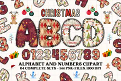 Christmas Alphabet png clipart, christmas letters doodle Product Image 1