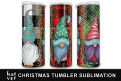 Plaid Christmas Tumbler PNG | Gnome Tumbler Sublimation Product Image 1