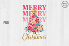 Colorful Coquette Glitter Pink Floral Christmas Tree PNG Product Image 1