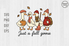 Fall Goose SVG|Cozy Season Fall Gooses|Retro Autumn Goose Product Image 1