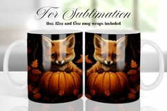 FALL BABY FOX COFFEE MUG WRAP SUBLIMATION DESIGN Product Image 1