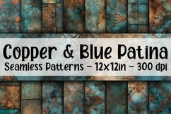 Copper &amp; Blue Patina Digital Papers - Seamless Patterns Product Image 1