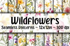 Watercolor Wildflowers Digital Papers - Seamless Patterns Product Image 1