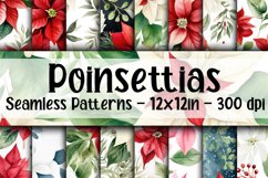 Watercolor Poinsettias Digital Papers - Seamless Patterns Product Image 1