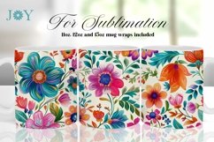 FOLK FLOWERS COFFEE MUG WRAP SUBLIMATION DESIGN Product Image 1