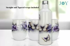 BUTTERFLIES WINE TUMBLER WRAP PNG SUBLIMATION DESIGN Product Image 1