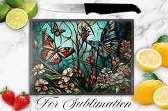 BUTTERFLIES STAINED GLASS CUTTING BOARD DESIGN Product Image 1