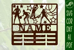 Basketball female medal holder Name svg laser cut template Product Image 2