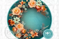 FLOWERS ROUND PNG CLIPART FOR DOOR HANGER, COASTERS AND MORE Product Image 1