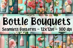 Bottle Flower Bouquets Digital Papers - Seamless Patterns Product Image 1