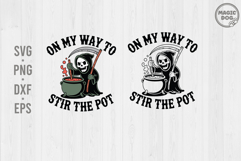 On My Way To Stir The Pot, Snarky Skeleton Trendy Halloween Product Image 1