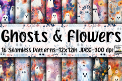 Ghosts and Flowers Digital Papers - 16 Seamless Patterns Product Image 1