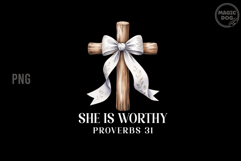 She is Worthy Bow Christian Coquette|Girly Faith Proverbs Product Image 1
