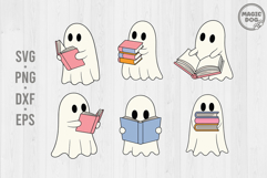 Ghost Book Nerd Halloween|Ghost Reading Spooky Bookworm SVG Product Image 1
