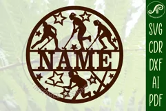Field Hockey female name sign svg laser cut template Product Image 2