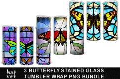 Stained Glass Tumbler Bundle | Butterfly Tumbler PNG Bundle Product Image 1