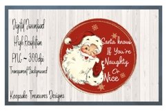 Vintage Santa Wreath Attachment, Sublimation Printable PNG Product Image 1