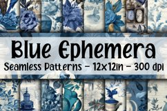 Blue Ephemera Digital Papers - Seamless Patterns Product Image 1