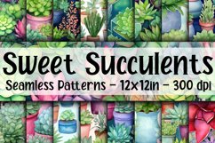 Watercolor Succulents Digital Papers - Seamless Patterns Product Image 1
