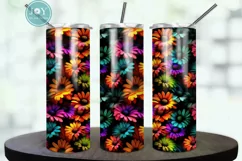 RAINBOW FLOWERS 20oz SKINNY TUMBLER SUBLIMATION DESIGN Product Image 1