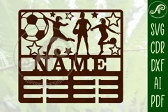 Soccer female medal holder Name svg laser cut template Product Image 2