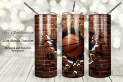 3D BASKETBALL 20oz SKINNY TUMBLER WRAP SUBLIMATION DESIGN Product Image 1
