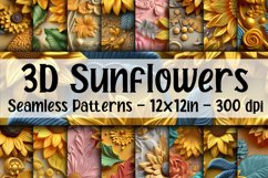 3d Sunflowers Digital Papers - Seamless Patterns Product Image 1