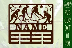Field hockey female medal holder Name svg laser cut template Product Image 2