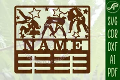 Jiu Jitsu female medal holder Name svg laser cut template Product Image 2