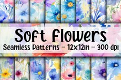 Soft Watercolor Flowers Digital Papers - Seamless Patterns Product Image 1
