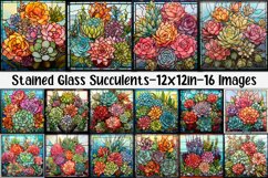 Stained Glass Succulents Digital Papers Product Image 1