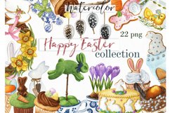 Watercolor Happy Easter Clipart. Easter Sweets Decor Clipart Product Image 1