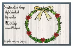 Poinsettia Hand Drawn Wreath, PNG Sublimation Design Product Image 2