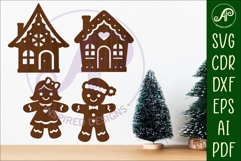Gingerbread shape silhouette Christmas laser cut Product Image 1