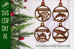 Ocean animals personalized Christmas Ornament SVG Product Image 1
