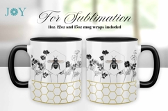 Bee and Flowers Mug Wrap Sublimation Design Product Image 2