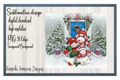 Snowmen Illustration, Christmas Skinny Tumbler Template, PNG Product Image 2