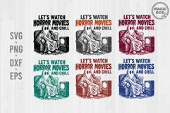 Let&#039;s Watch Horror Movies and Chill Retro Halloween Spooky Product Image 1