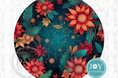 FLOWERS ROUND PNG CLIPART FOR DOOR HANGER, COASTERS AND MORE Product Image 1