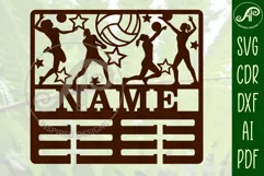 Volleyball female medal holder Name svg laser cut templat Product Image 2