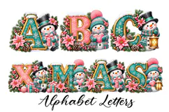 Snowman Christmas Alphabet, Christmas Monograms, Letters PNG Product Image 1