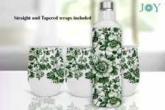 WINE TUMBLER WRAP ANTIQUE FLOWERS PNG SUBLIMATION DESIGN Product Image 1