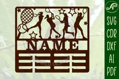 Tennis female medal holder Name svg laser cut template Product Image 2