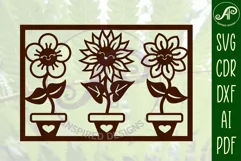 flower sign, cartoon happy flowers SVG laser cut file Product Image 2